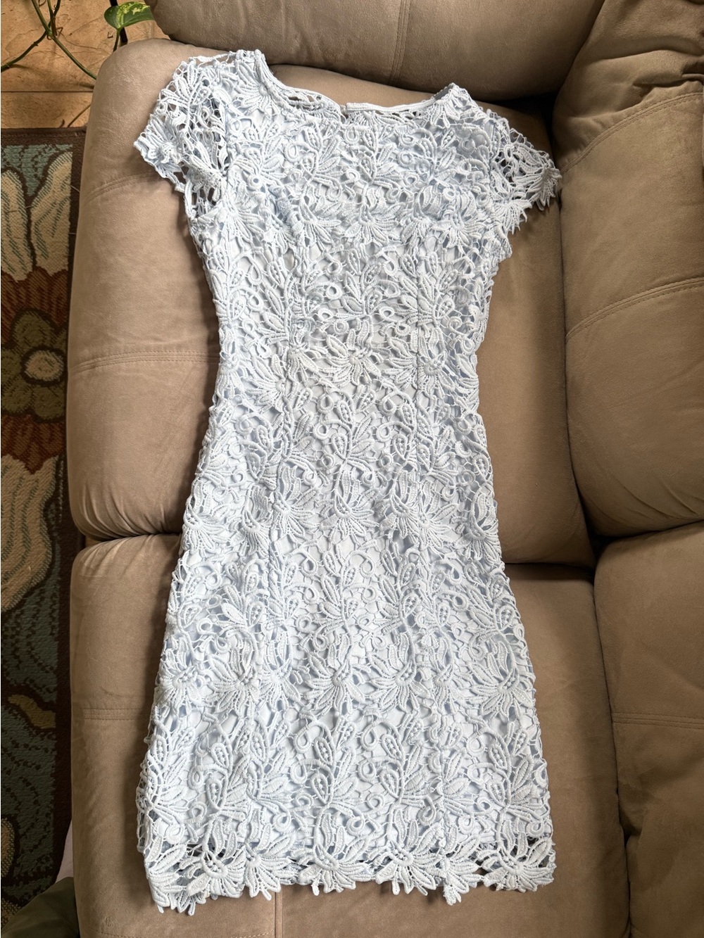 Lulu's Light Blue Floral Lace Mini Dress-NWOT